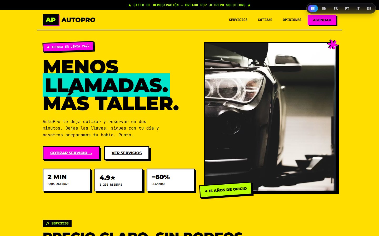 Demo real de taller mecánico